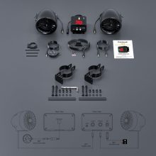 Bluetooth vízálló motorkerékpár sztereo hangszóró szett - Bluetooth + FM Rádió + AUX