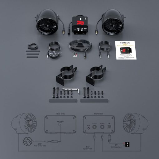 Bluetooth vízálló motorkerékpár sztereo hangszóró szett - Bluetooth + FM Rádió + AUX