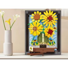Van Gogh Napraforgók – 3D Építőjáték Festmény (Képkerettel) | Művészeti Modell Dekoráció - 1277darabos