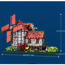2296 db-os Középkori Szélmalom Építőjáték – Nagyméretű Épületmodell