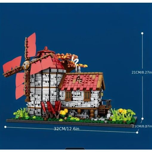 2296 db-os Középkori Szélmalom Építőjáték – Nagyméretű Épületmodell