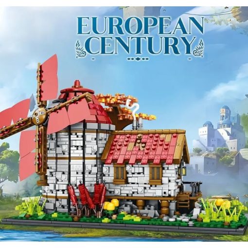 2296 db-os Középkori Szélmalom Építőjáték – Nagyméretű Épületmodell