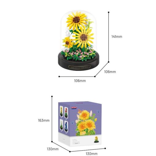Balody Mini Blocks – Virágzó napraforgó Üvegbúrában (545db-os készlet)