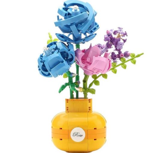 Balody Kék Rózsa – Mini Blocks Virágváza Építőjáték (522 db) - Aromaterápiás Funkció