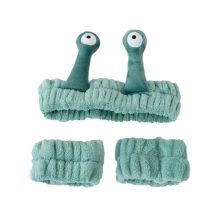 Csigaszem plüss fejpánt – Aranyos, rugalmas hajpánt arcmosáshoz és bőrápoláshoz + 2 db csuklópánt