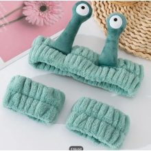 Csigaszem plüss fejpánt – Aranyos, rugalmas hajpánt arcmosáshoz és bőrápoláshoz + 2 db csuklópánt