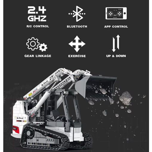 Reobrix Távirányítós lánctalpas markoló építőjáték – 1366 darabos készlet