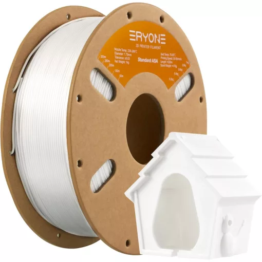 ERYONE ASA 3D Nyomtató Filament – 1,75 mm, ASA fehér, ±0,03 mm Pontosság, 1 kg Tekercs, Kültéri és Ipari Felhasználásra