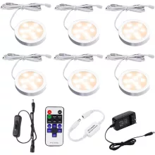 AIBOO Dimmelhető LED szekrényvilágítás – Hideg fehér + RGB, távirányítóval (6 db ultralapos lámpa)