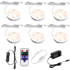   AIBOO Dimmelhető LED szekrényvilágítás – Hideg fehér + RGB, távirányítóval (6 db ultralapos lámpa)
