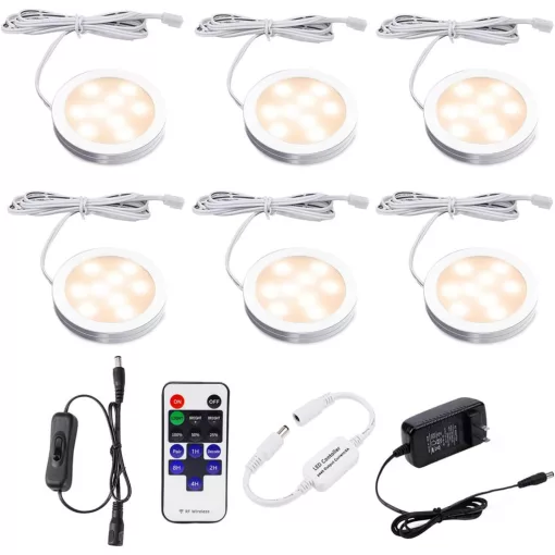AIBOO Dimmelhető LED szekrényvilágítás – Hideg fehér + RGB, távirányítóval (6 db ultralapos lámpa)