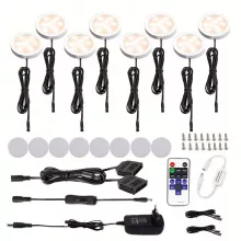 AIBOO Dimmelhető LED szekrényvilágítás – Hideg fehér + RGB, távirányítóval (8 db ultralapos lámpa)