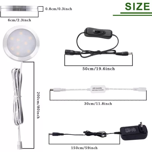 AIBOO Dimmelhető LED szekrényvilágítás – Hideg fehér + RGB, távirányítóval (8 db ultralapos lámpa)