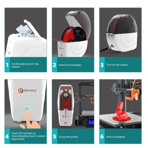 ERYONE Snail M2 3D nyomtató filament szárító doboz – fűtéses, ventilátoros