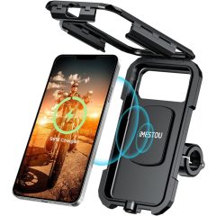   iMESTOU IP67 vízálló motorkerékpár telefontartó L-es méret – vezeték nélküli és USB-C töltéssel