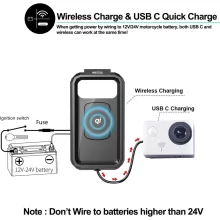 iMESTOU IP67 vízálló motorkerékpár telefontartó L-es méret – vezeték nélküli és USB-C töltéssel