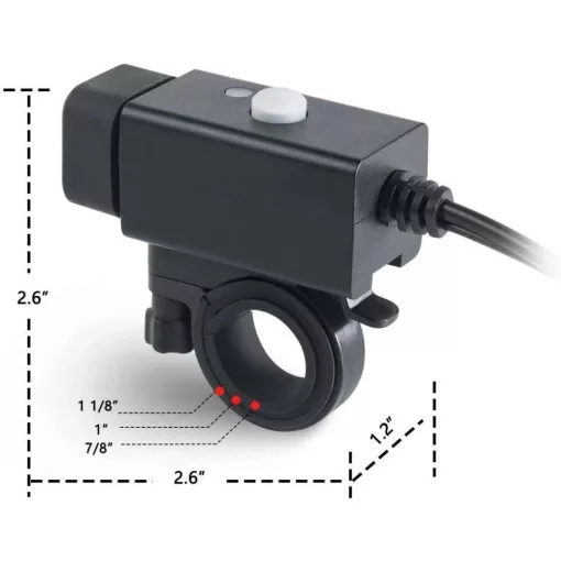 iMESTOU Motoros USB Töltő – 5V 2.1A, vízálló, dupla USB, kapcsolóval és biztosítékkal (12V/24V)
