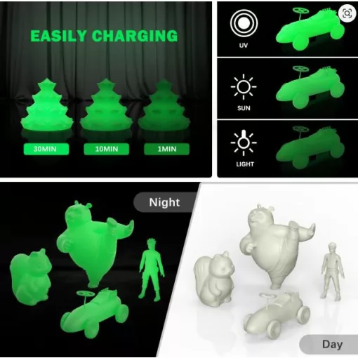 ERYONE Luminous PLA zöld Nyomtató Filament – 1,75 mm, ±0,03 mm Pontosság, 1 kg