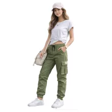 NATUST unisex cargo nadrág – pamut szabadidőnadrág gumis derékkal - (170–176 cm)