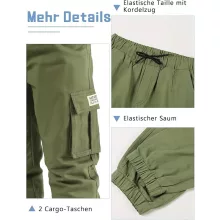 NATUST unisex cargo nadrág – pamut szabadidőnadrág gumis derékkal - (170–176 cm)