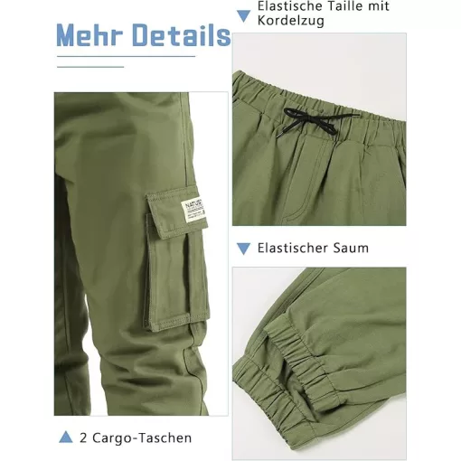 NATUST unisex cargo nadrág – pamut szabadidőnadrág gumis derékkal - (170–176 cm)