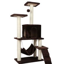 Macska kaparófa - Házikóval, hintával és pihenő felülettel  - Szürke színben 