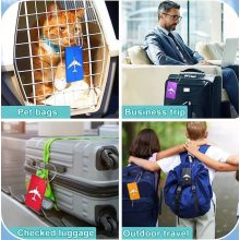 Simply Joy – 5 db-os Poggyászcímke Készlet (Többszínű, Repülőgép Mintás, Alumínium/Acél, 7,5 × 4,4 cm)