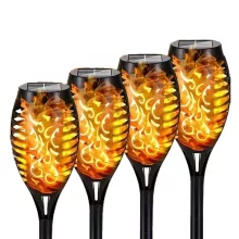 4 darabos napelemes fáklyalámpa készlet – 12 LED-es, pislákoló lánghatással