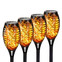   4 darabos napelemes fáklyalámpa készlet – 12 LED-es, pislákoló lánghatással