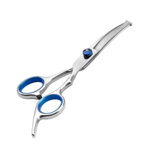 Professzionális állatkozmetikai olló, rozsdamentes acél, 17 cm, ívelt, kistestű kutyáknak és macskáknak
