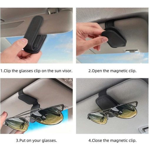 Mágneses Napszemüvegcsipesz - bőr,autóba,2db