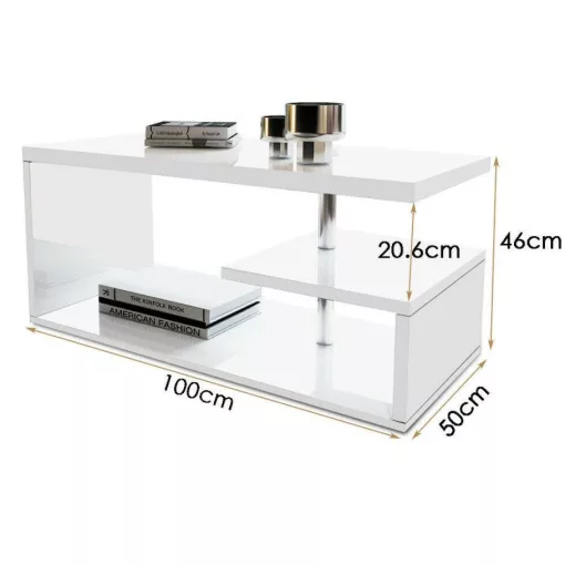 RGB 100 cm-es fehér dohányzóasztal