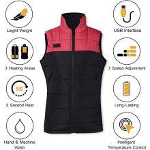 Amaz (Piros,Fekete) Magasnyakú füthető mellény Unisex EU/L