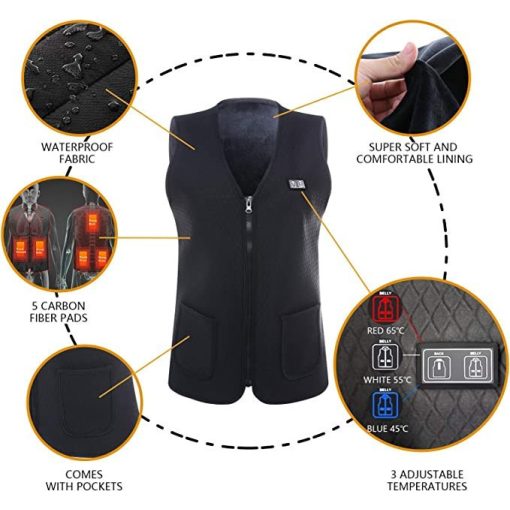 Amaz Lux Fekete unisex fűthető mellény EU/M