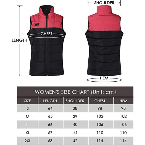 Amaz (Piros,Fekete) Magasnyakú füthető mellény Unisex EU/S