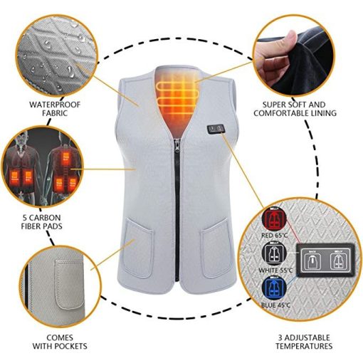 Amaz Lux fehér unisex fűthető mellény EU/XL