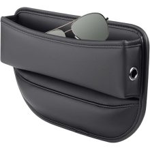 Autós ülésrés kitöltő és tárolódoboz – fekete színű PU bőr