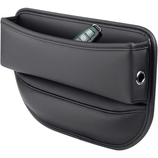 Autós ülésrés kitöltő és tárolódoboz – fekete színű PU bőr