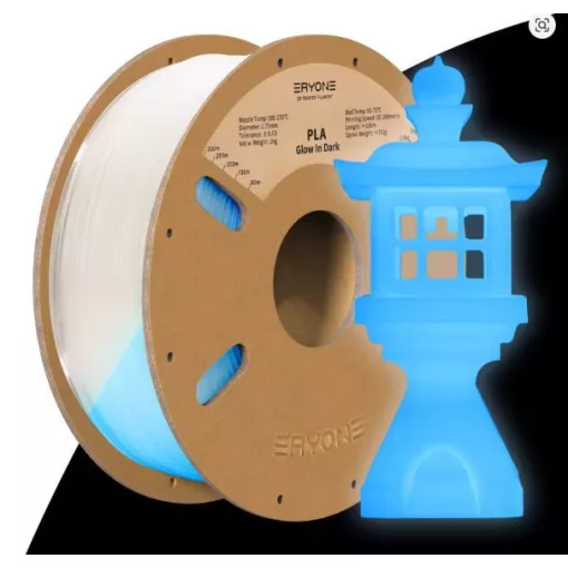 Eryone Luminous PLA Filament 1KG 1,75 mm átmérőjű, sötétben világító,3D nyomtatáshoz (kék)