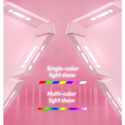 Dowinx RGB Gamer számítógépasztal, 160x60 cm, pink - Pohártartó, fejhallgató tartó, távirányító