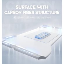 Dowinx RGB Gamer számítógépasztal, 120x60 cm, fehér - Pohártartó, fejhallgató tartó, távirányító