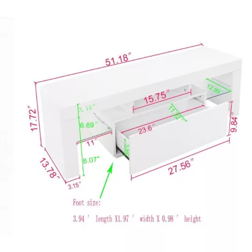 Homeland V1 tv tartó állvány - asztal beépített LED világítással