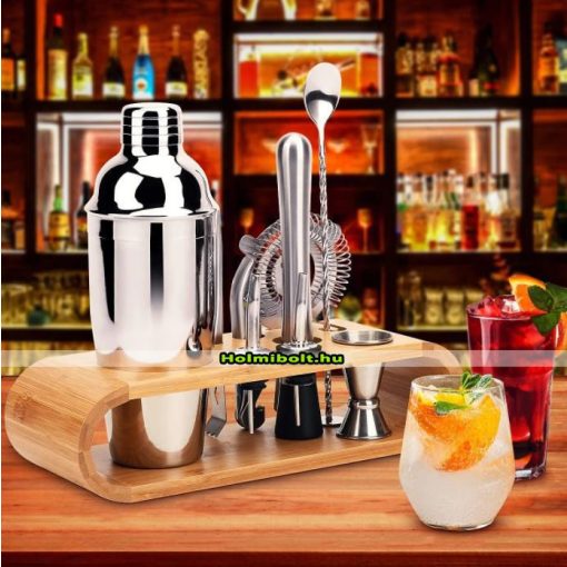Bambo 700ml-es Bartender készlet, bambusz tartóval