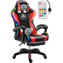 Likeregal 920 LED gamer szék lábtartóval piros masszázs funkcióval