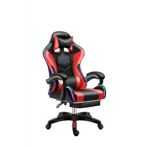 Likeregal 920 LED gamer szék lábtartóval piros masszázs funkcióval