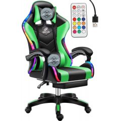   Likeregal 920 LED gamer szék lábtartóval zöld masszázs funkcióval