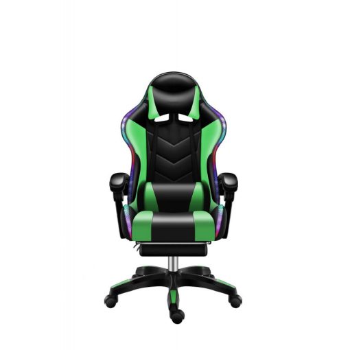Likeregal 920 LED gamer szék lábtartóval zöld masszázs funkcióval