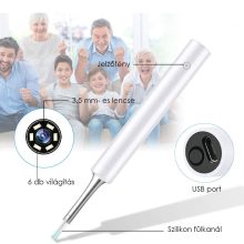 C3 3,9 mm- es fehér fültisztító és endoszkóp, 6 ledes