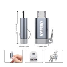 Choetech PD-2CMGY kulcstartós TYPE-C -> micro USB átalakító