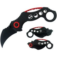 Ork Rugós Karambit piros-fekete - Tökéletes társ a harci és taktikai tevékenységek során!